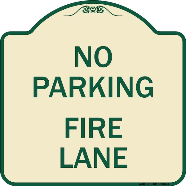 Signmission No Parking Fire Lane W/ Striped Border Heavy-Gauge Aluminum Sign, 18" x 18", TG-1818-23623 A-DES-TG-1818-23623 - main